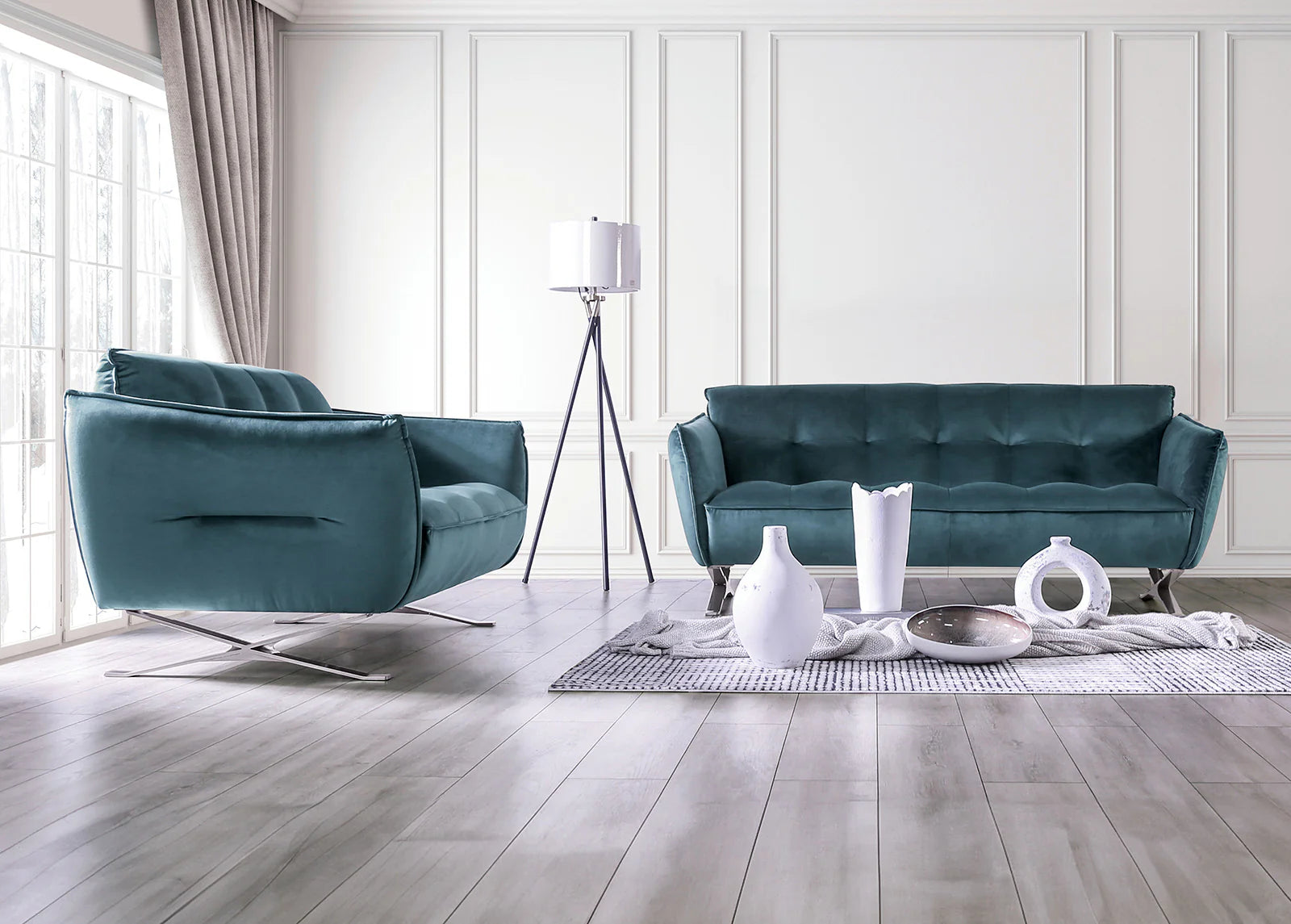 Civellutino Teal Living Room Set