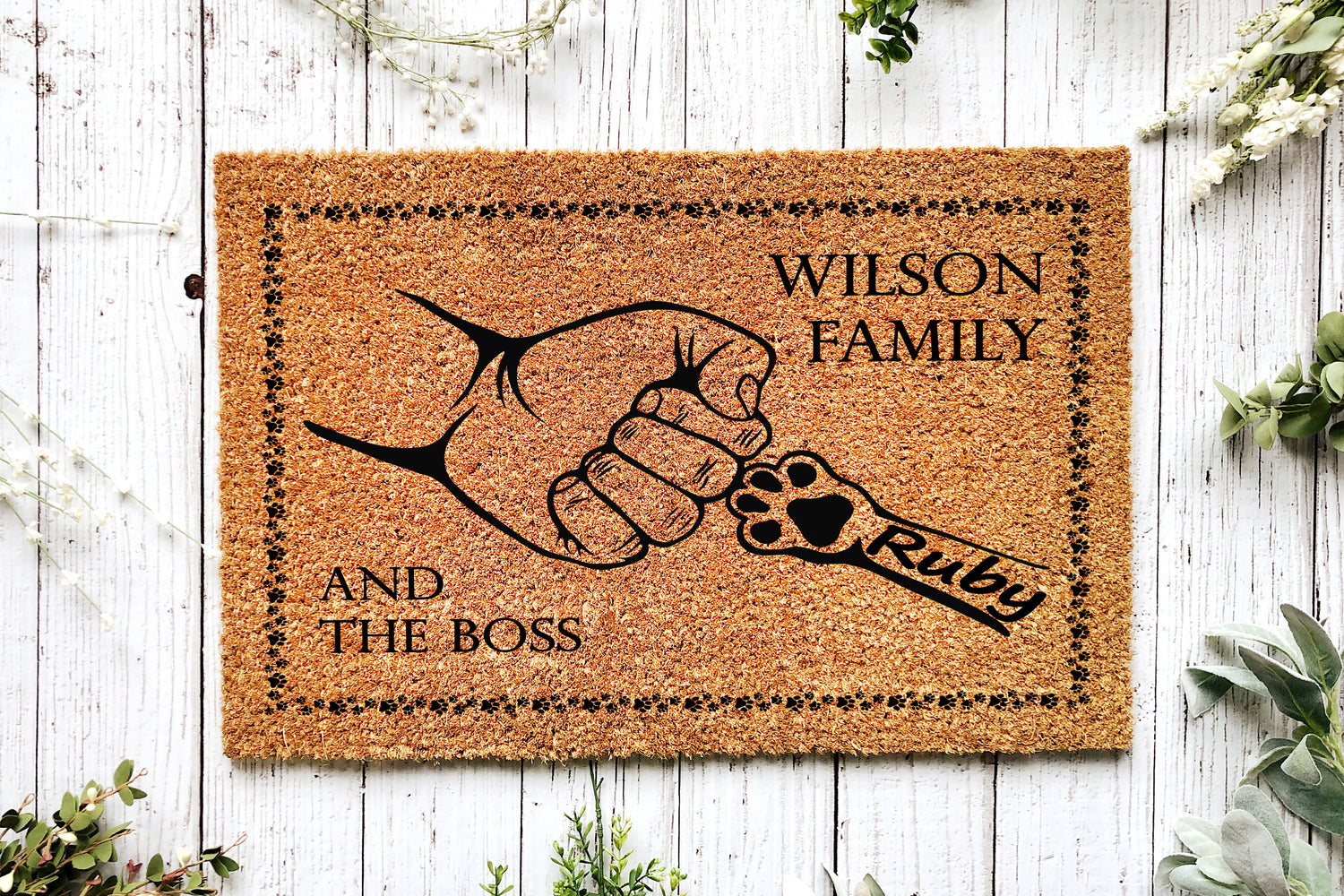 Custom Dog Family Name Doormat (Make contact for personalization details)