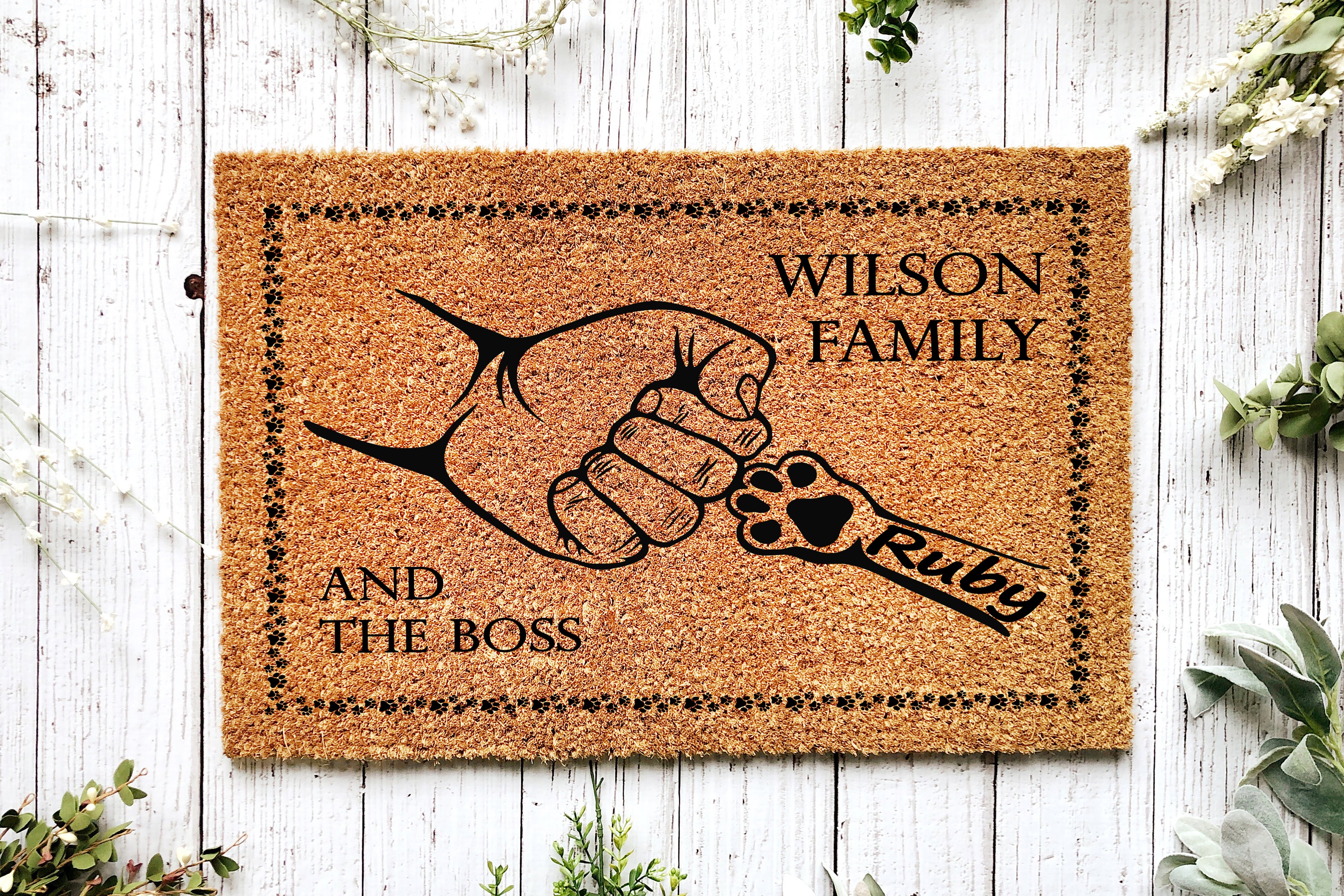 Custom Dog Family Name Doormat (Make contact for personalization details)
