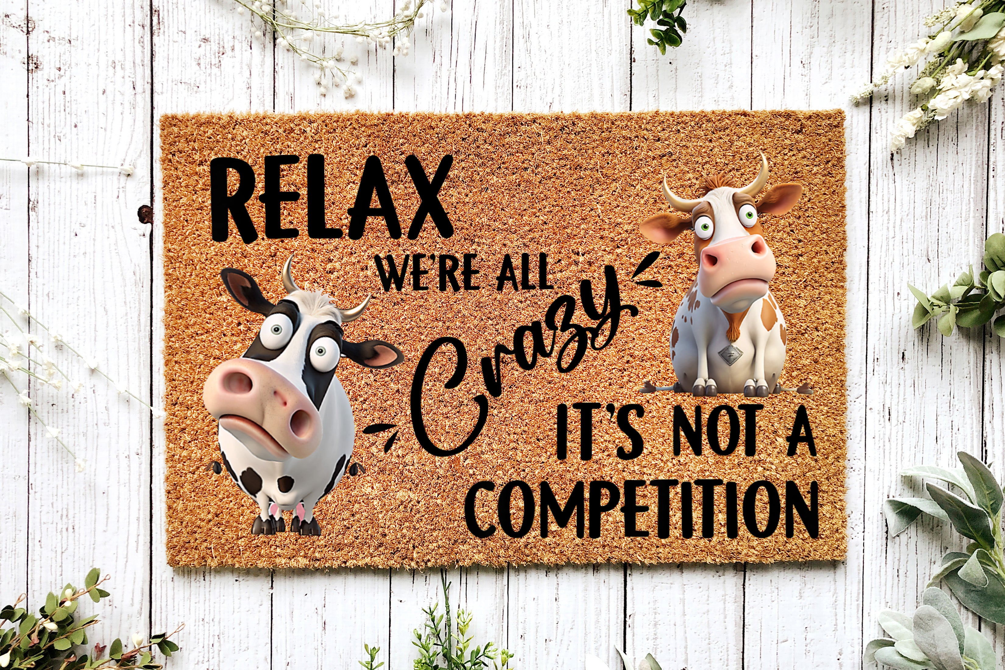 Crazy Cows Farmhouse Doormat