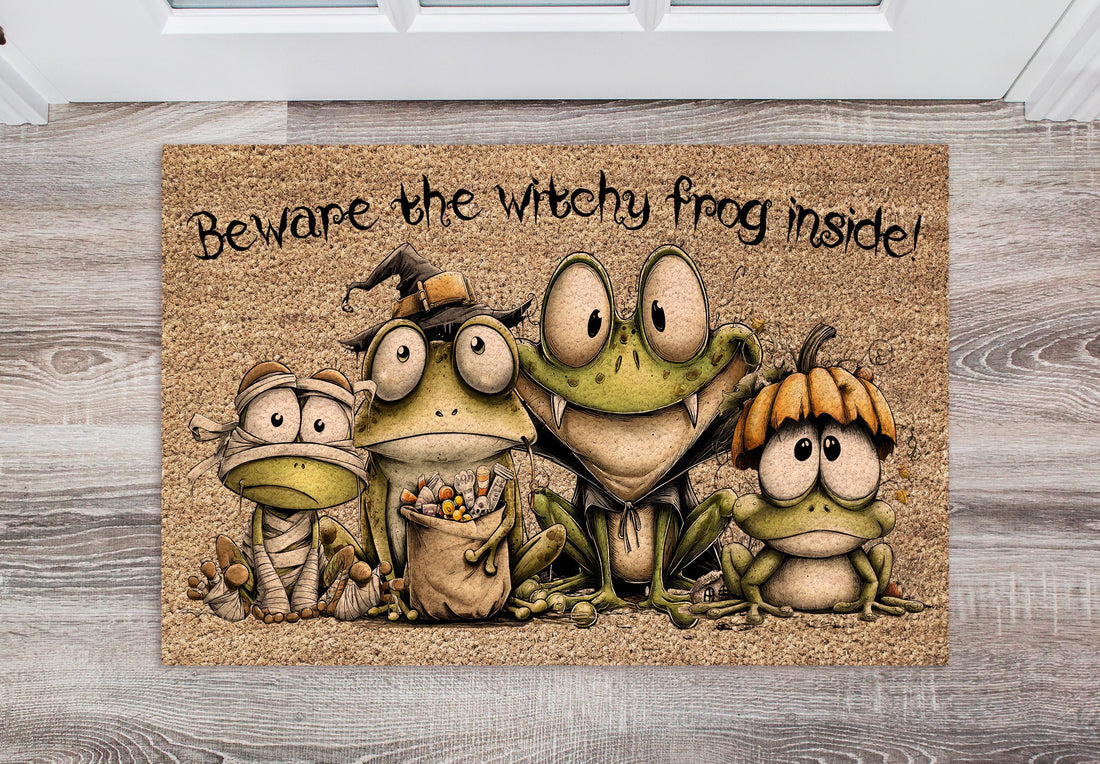 Witchy Frog Family Doormat