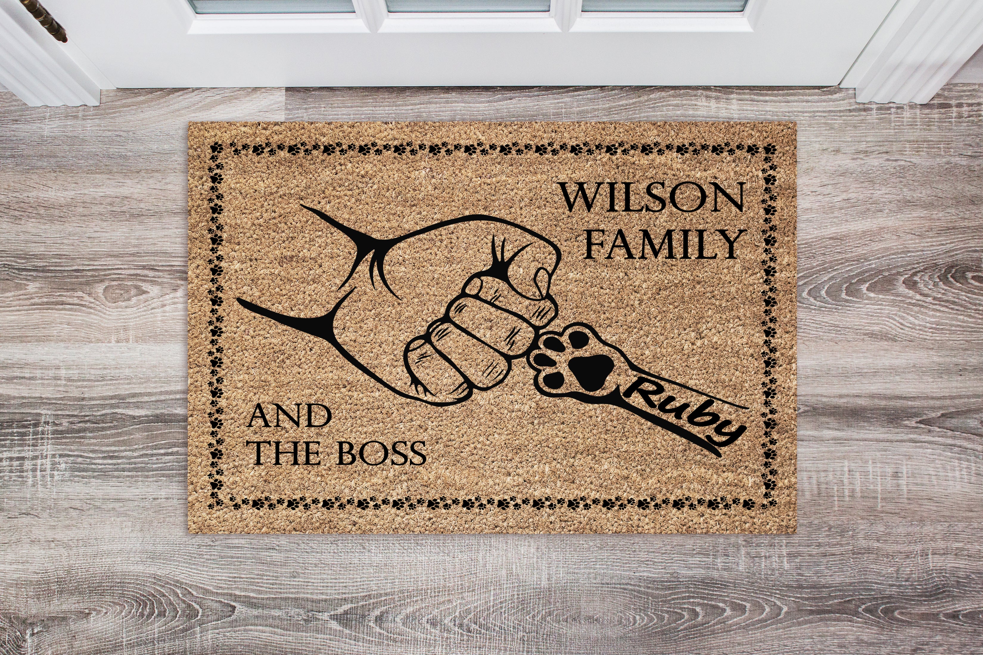 Custom Dog Family Name Doormat (Make contact for personalization details)