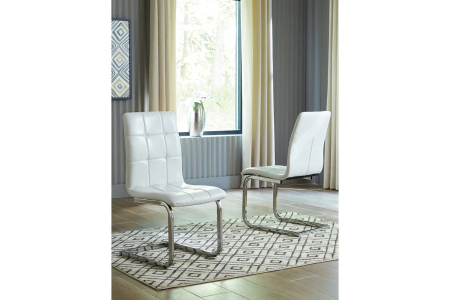 Madanere White/Chrome Finish Dining Chair, Set of 4