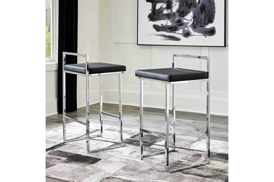Madanere Black/Chrome Finish Bar Height Barstool
