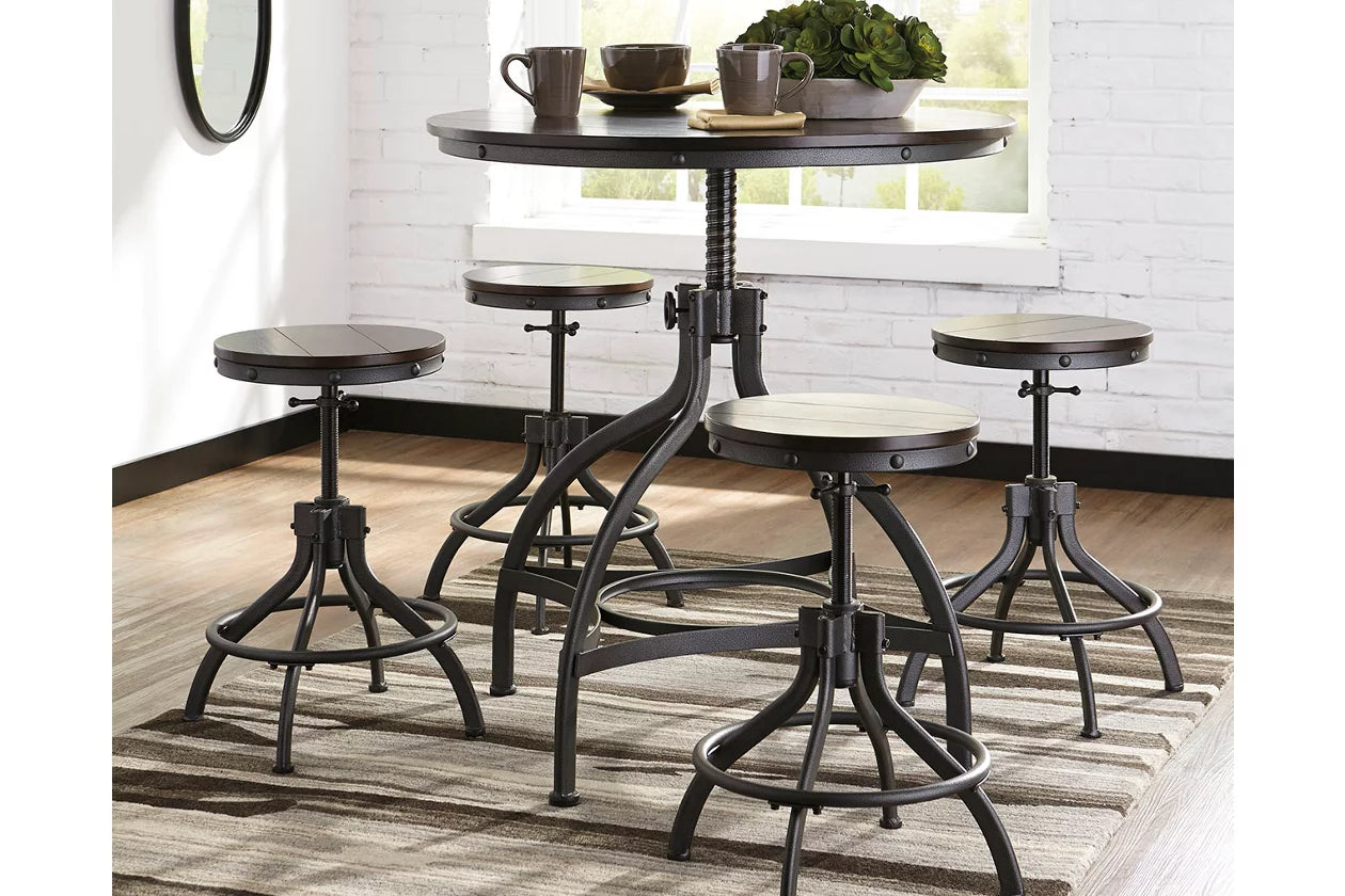 Odium Counter Height Dining Table and 4 Bar Stools Set