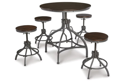 Odium Counter Height Dining Table and 4 Bar Stools Set
