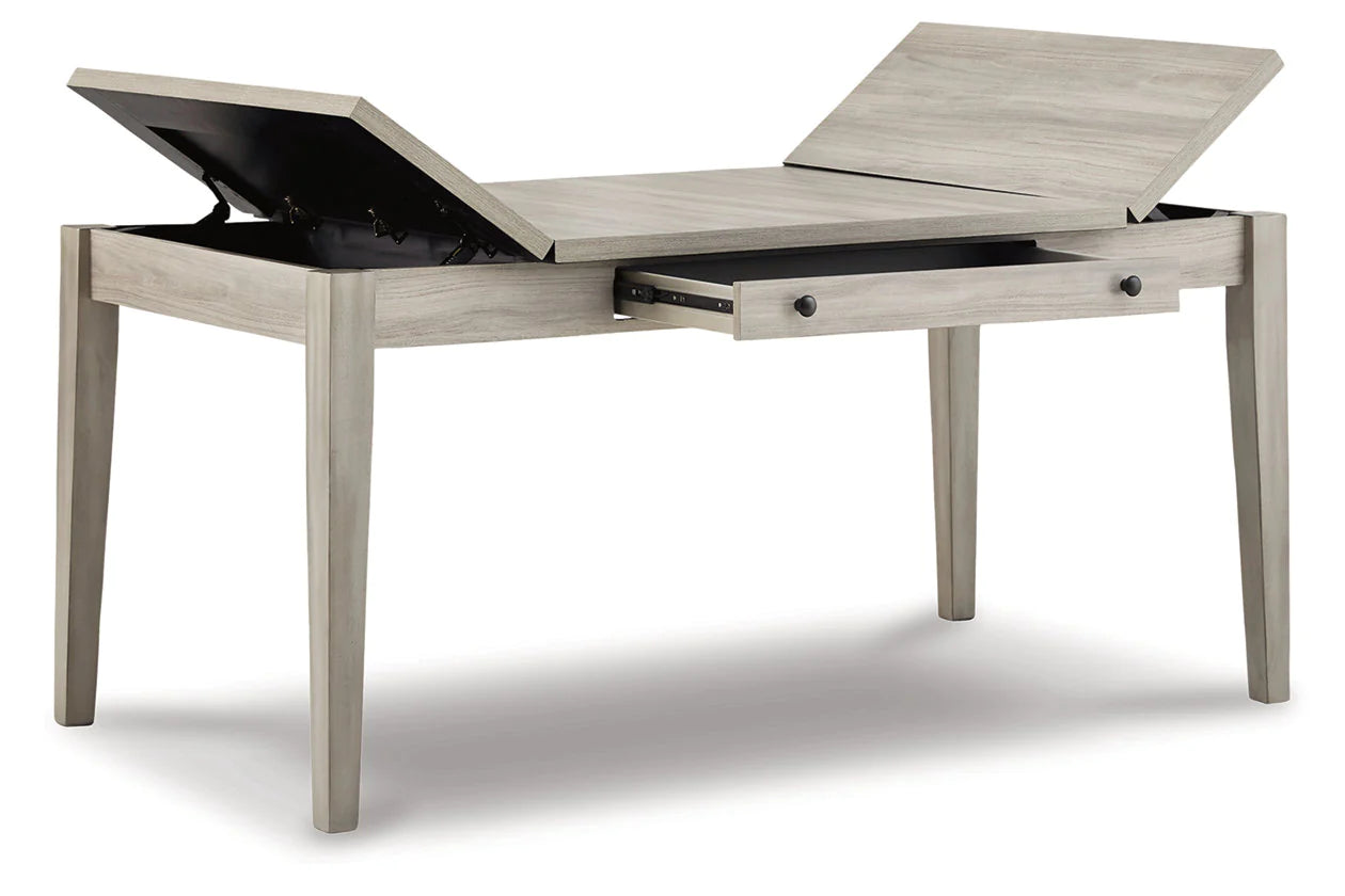 Parellen Gray Dining Table with Storage Drawer
