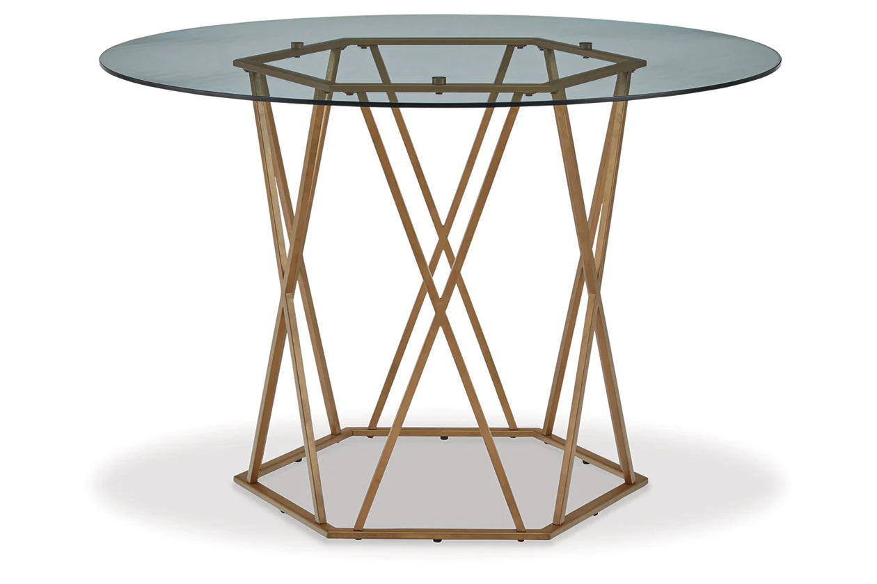Wynora Gold Finish Dining Table