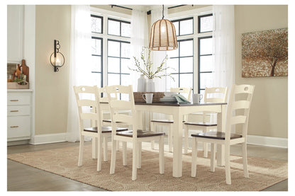 Woodanville Cream/Brown Dining Table and Chairs, Set of 7