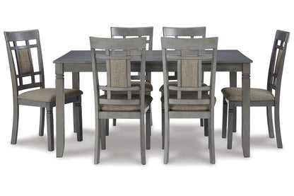 Jayemyer Charcoal Gray Dining Table and Chairs, Set of 7