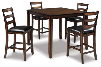 Coviar Brown 5-Piece Counter Height Set