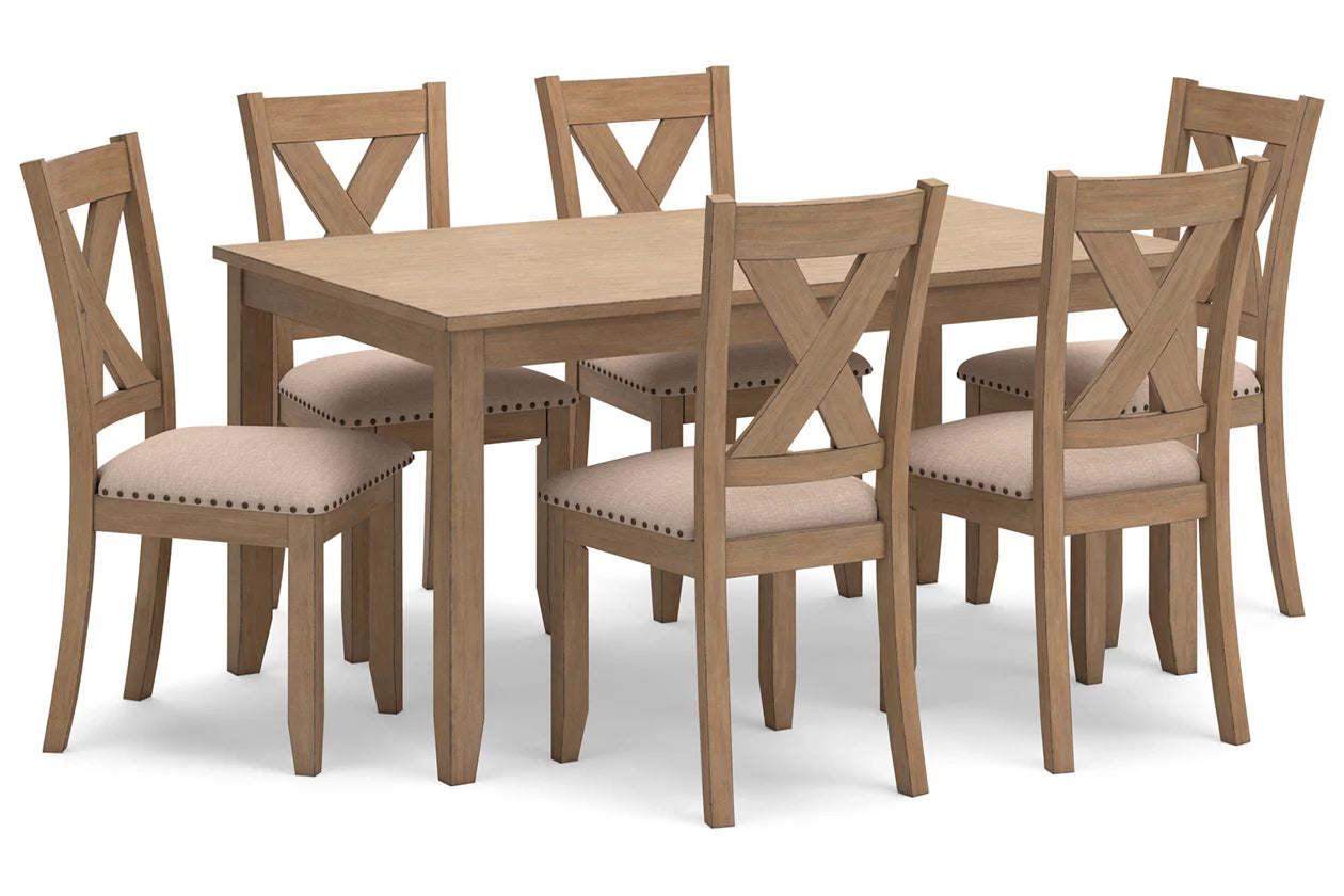 Sanbriar Light Brown Dining Table and Chairs, Set of 7