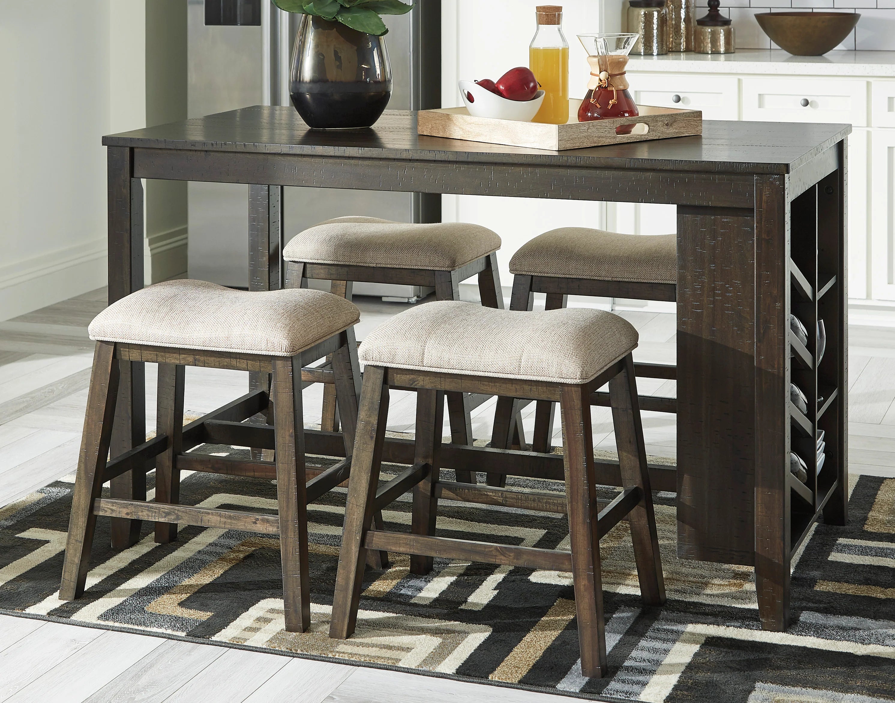 Rokane Brown 3-Piece Counter Height Set with Stools
