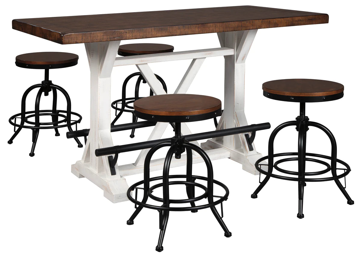 Valebeck White/Brown 5-Piece Counter Height Set w/ Stools