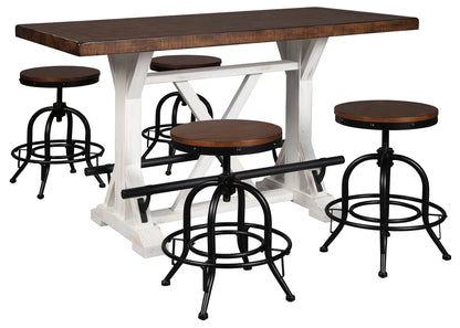 Valebeck White/Brown 5-Piece Counter Height Set w/ Stools