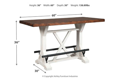 Valebeck White/Brown Counter Height Dining Table