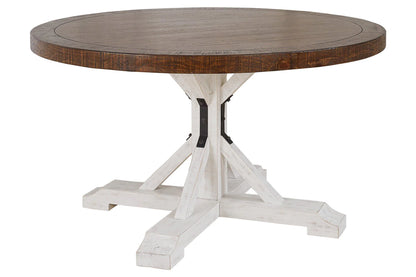 Valebeck Round Dining Table with Post and Bracket Base