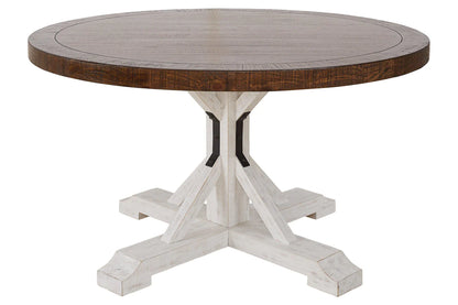 Valebeck Round Dining Table with Post and Bracket Base