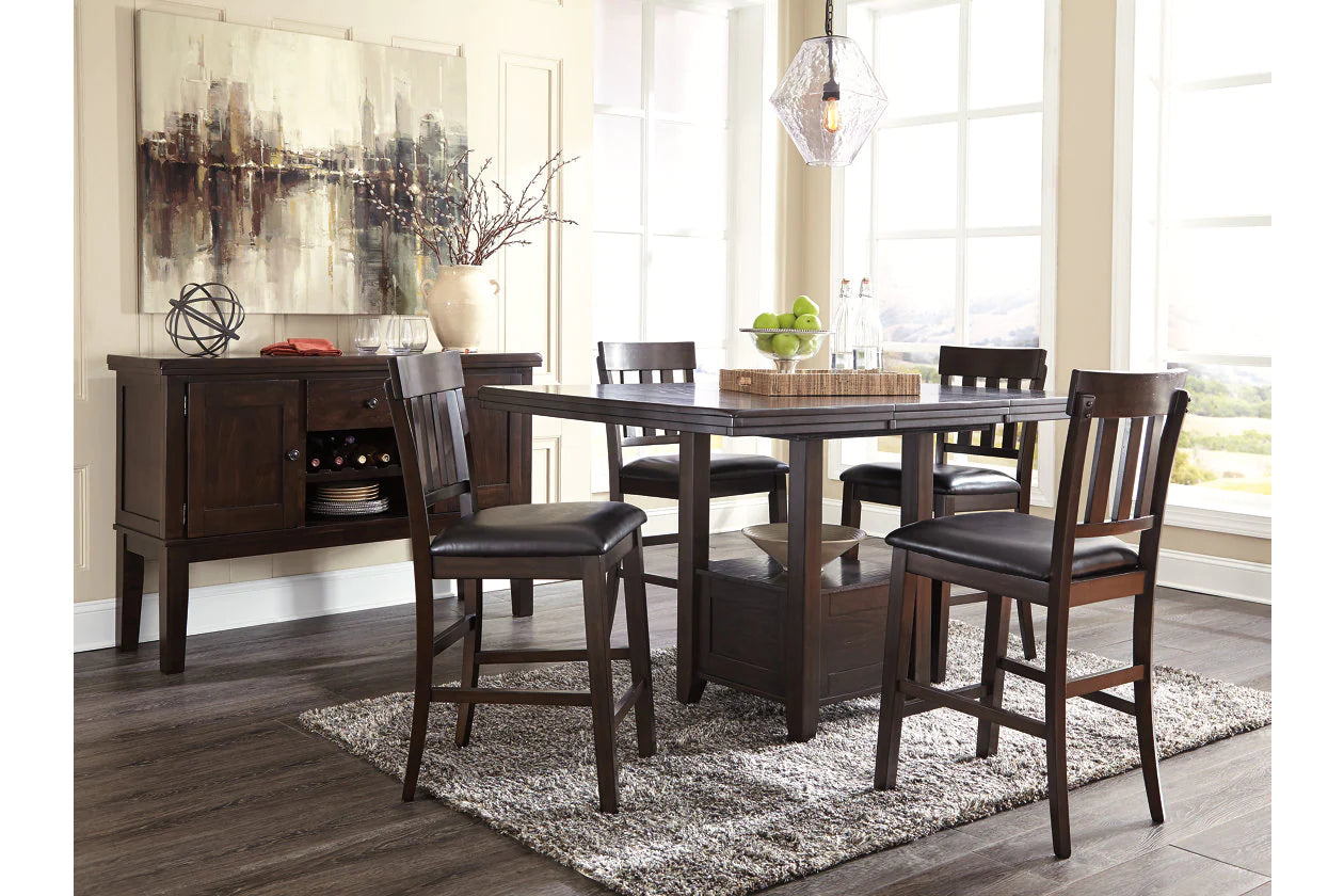 Haddigan Dark Brown Counter Height Extendable Dining Table
