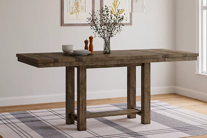 Moriville Grayish Brown Counter Height Extendable Dining Table