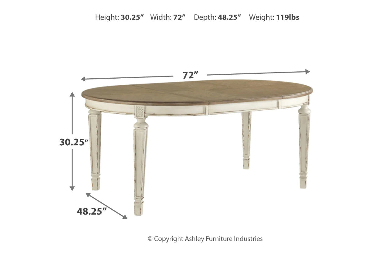 Realyn Chipped White Oval Extendable Dining Table