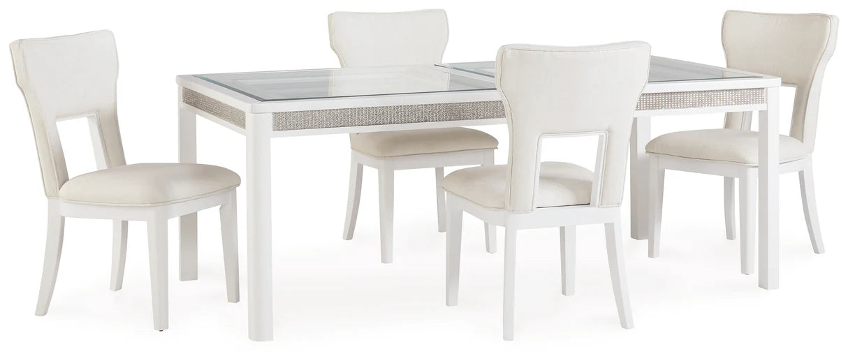 Chalanna White Dining Table with 8 Chairs