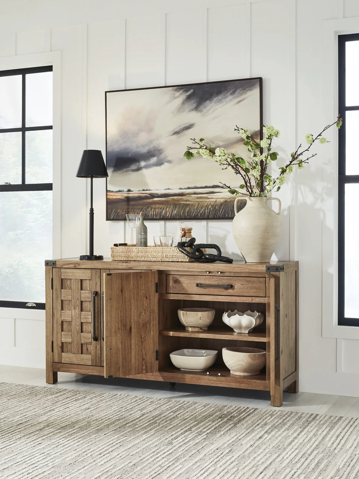 Ridgester Light Brown Dining Server