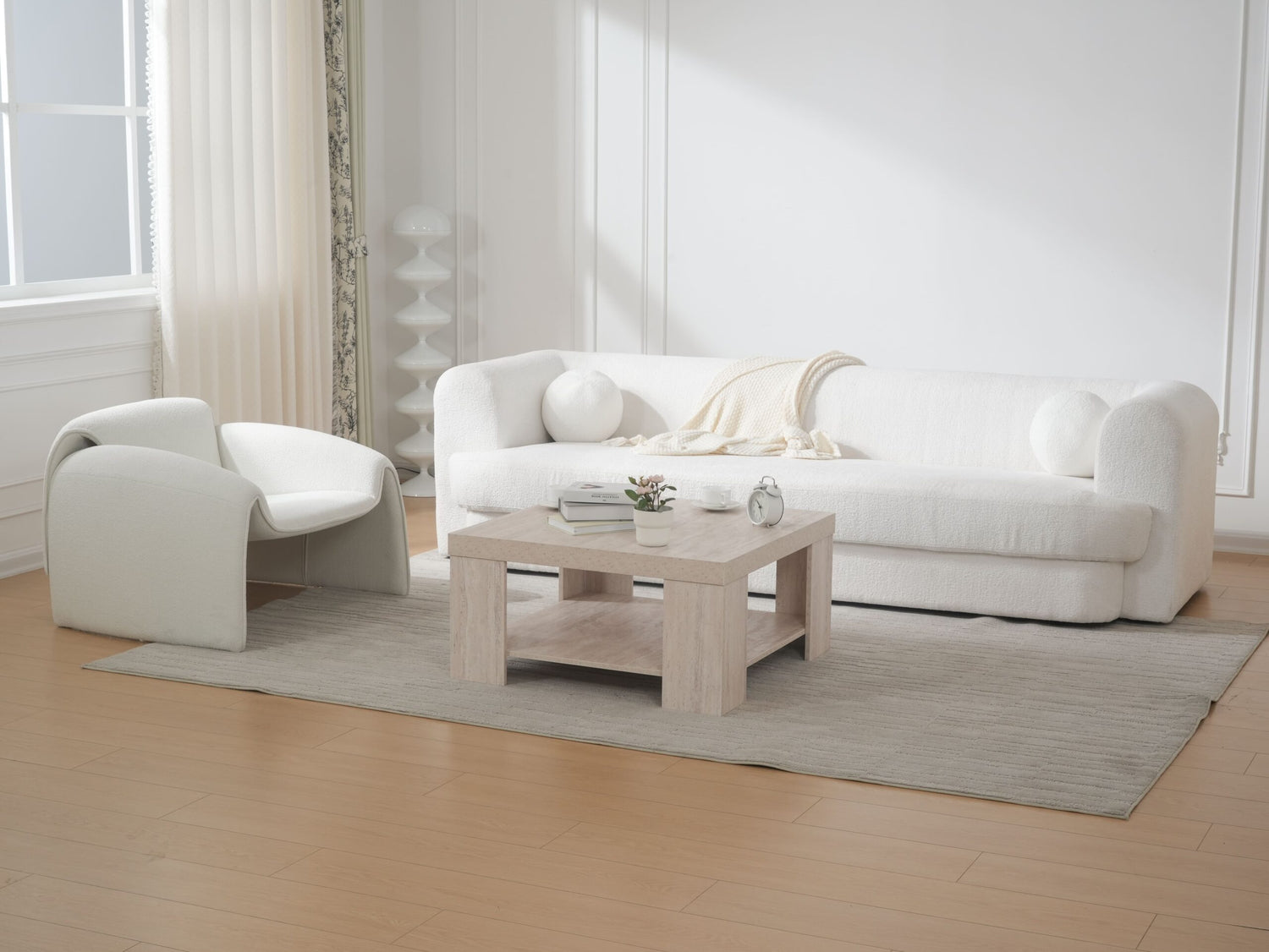 Sherpa Upholstered Wide Seat Sofa