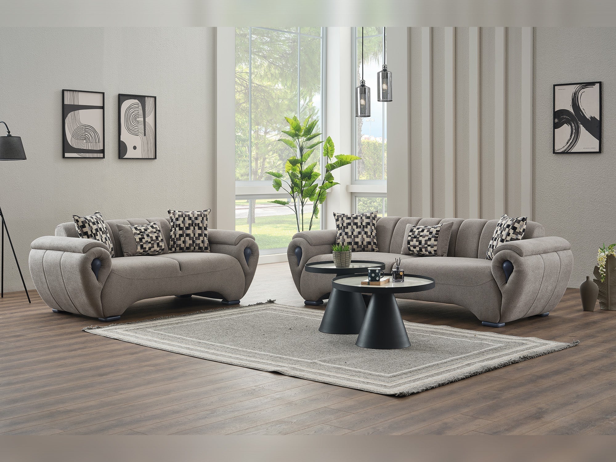 Damla 3-Pieces Modern Living Room Set