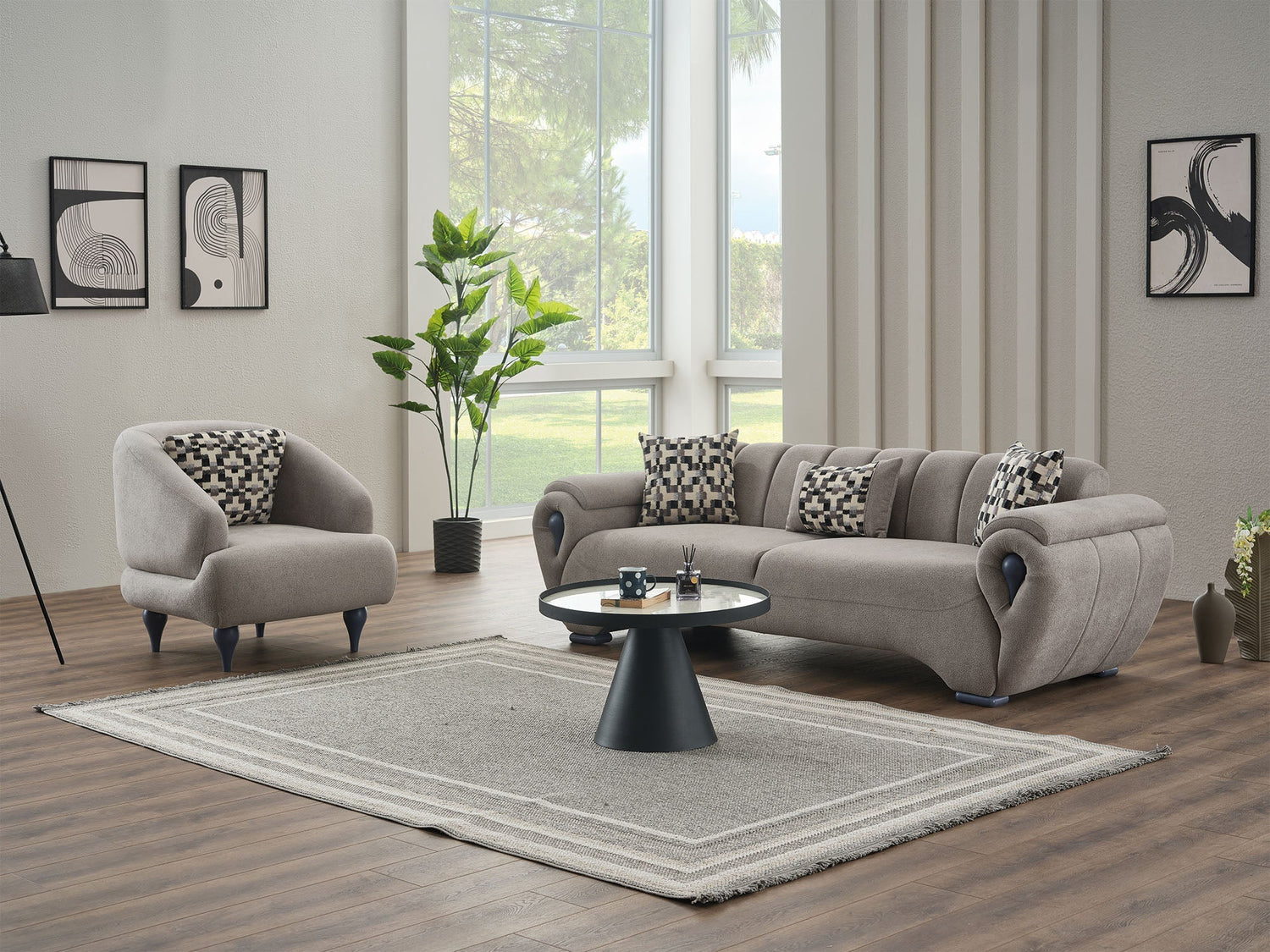 Damla 3-Pieces Modern Living Room Set