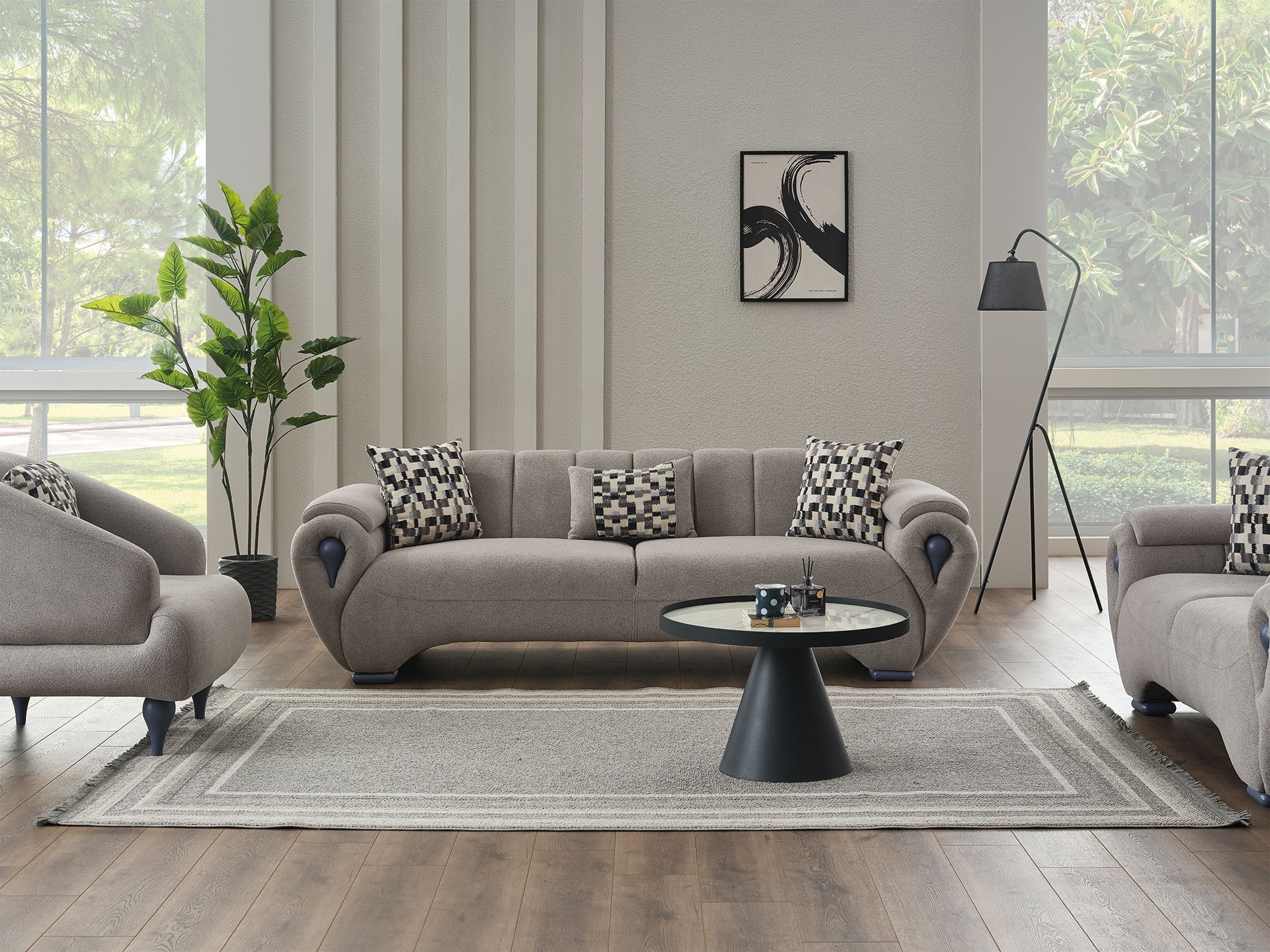 Damla 3-Pieces Modern Living Room Set
