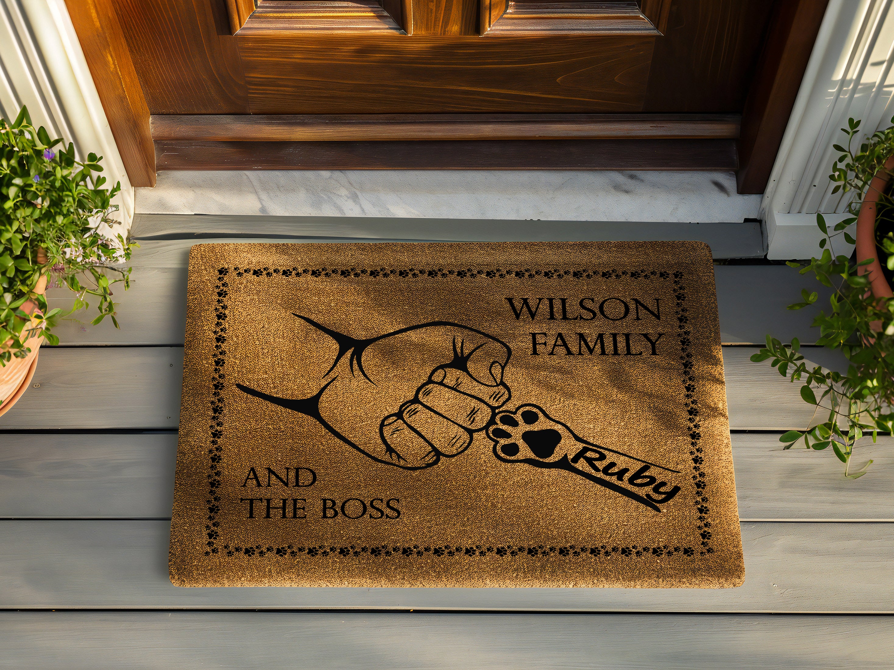 Custom Dog Family Name Doormat (Make contact for personalization details)