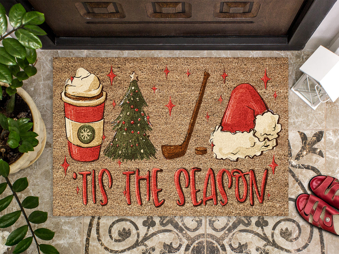 Christmas Hockey Season Doormat