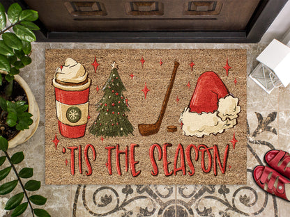 Christmas Hockey Season Doormat