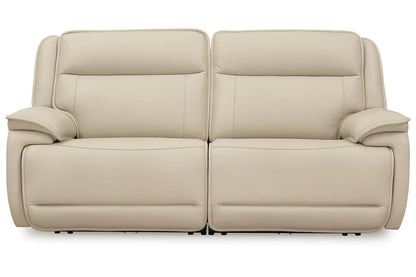 Double Deal Almond Power Reclining Loveseat with Adjustable Headrests