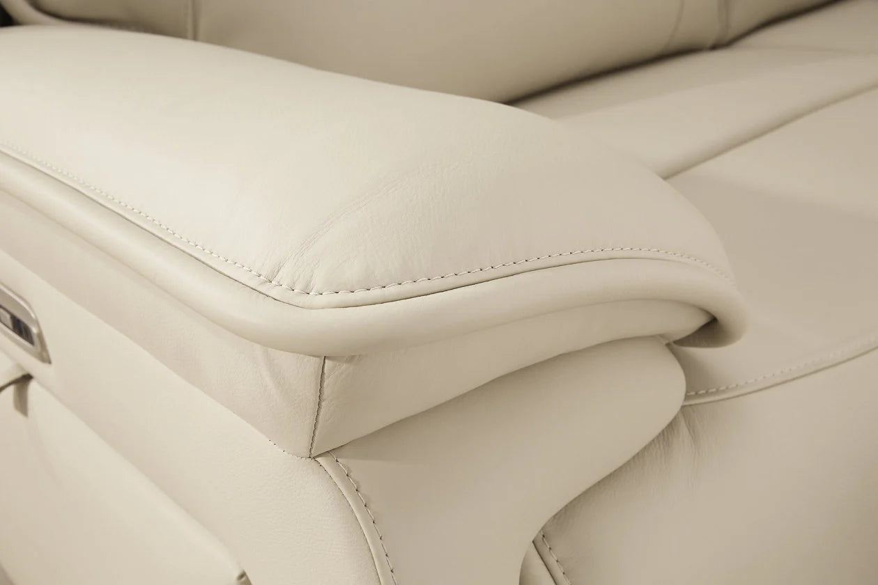 Double Deal Almond Power Reclining Loveseat with Adjustable Headrests