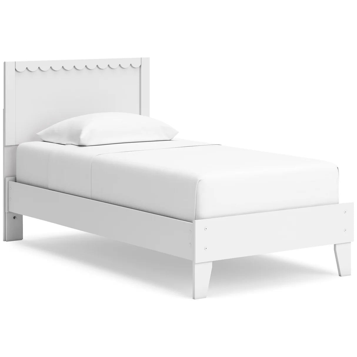 Juego de dormitorio juvenil con plataforma Hallityn en color blanco