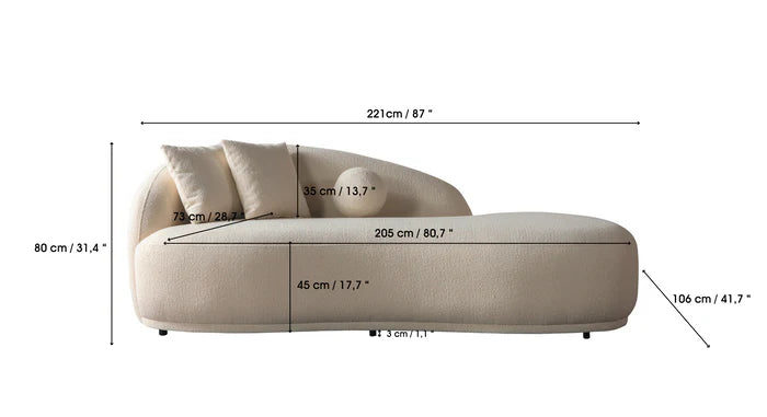 Bonita Ivory Boucle Sofa Chaise