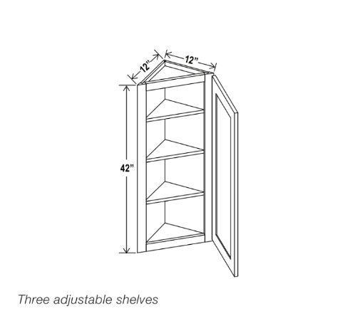 Gray Shaker 12″ Angle Wall Cabinet