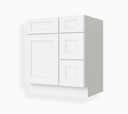 White Shaker 36″ W Vanity Combo with Drawers