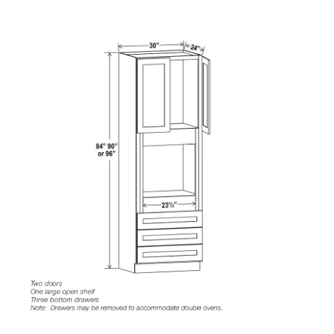 White Shaker 30″ W Oven Pantry Cabinet