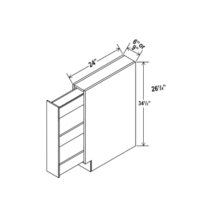 Gray Shaker Spice Pull Base Cabinet