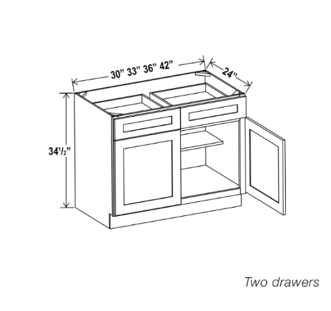 White Shaker Base Cabinet with Double Doors and Drawers