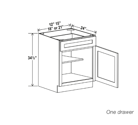 Gray Shaker Base Cabinet with Single Door