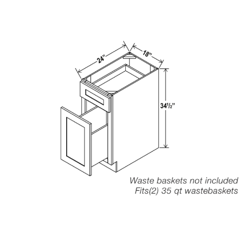 White Shaker Base Waste Basket Cabinet