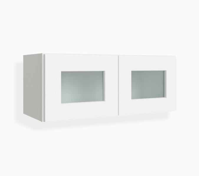White Shaker 12″ H Double Door Wall Cabinet with Glass Doors