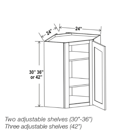 Gray Shaker 24″ Diagonal Corner Wall Shelf