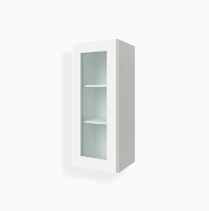 White Shaker 36″ H Single Door Wall Cabinet with Glass Door