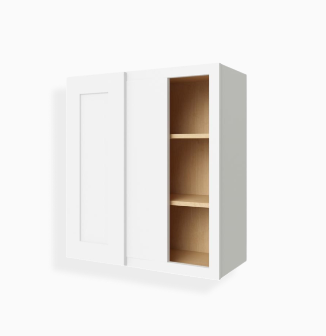 White Shaker 36″ H Single Door Wall Cabinet with Glass Door
