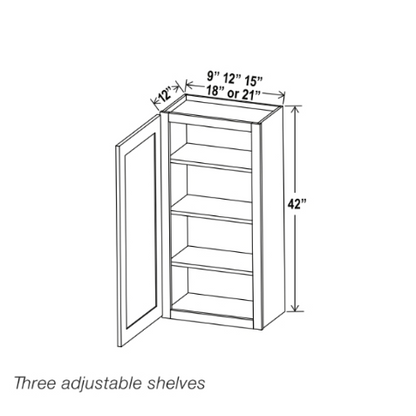 White Shaker 42″ H Single Door Wall Cabinet